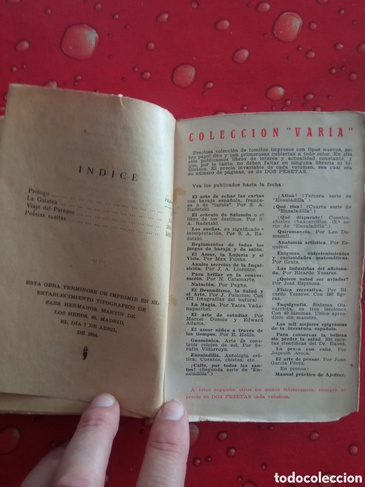 Libros antiguos: La Galatea. Colecci&oacute;n &rdquo;VARIA&rdquo; 1934 - Foto 3