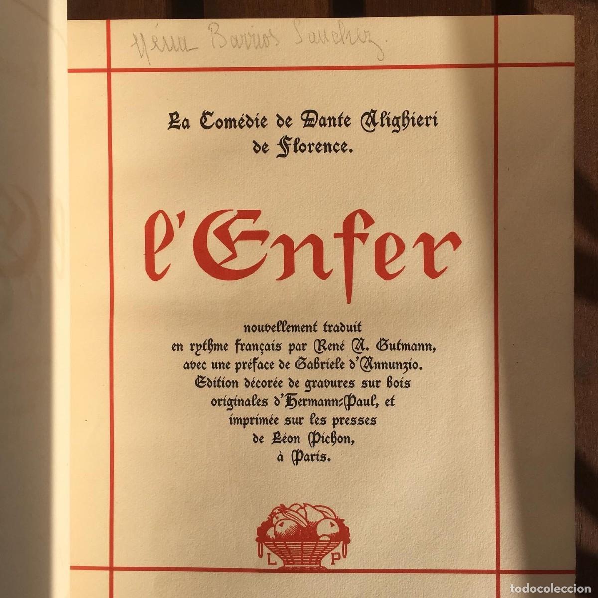 Old books: La Com&eacute;die de Dante Alighieri de Florence. L'Enfer.