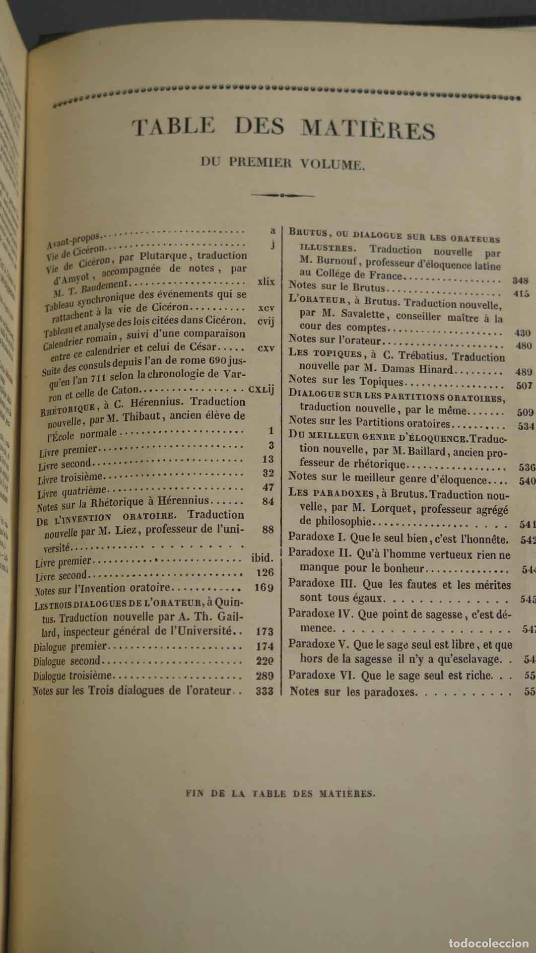 Libros antiguos: OEUVRES COMPLETES. CICERON, TOME I. 1840. DUBOCHET - Foto 2