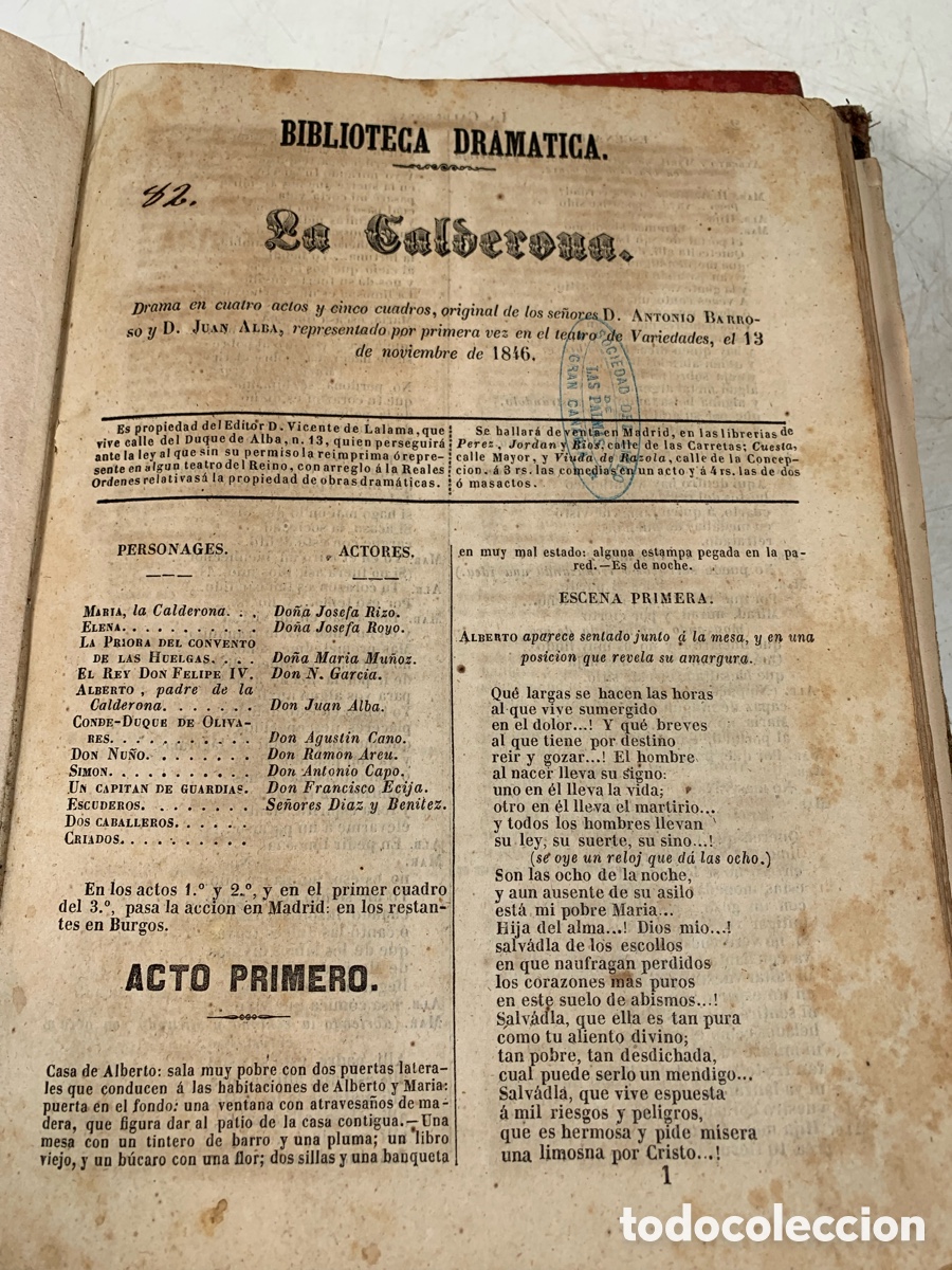 Libros antiguos: 01_ La biblioteca dram&aacute;tica La Calderona 1846 - Foto 2