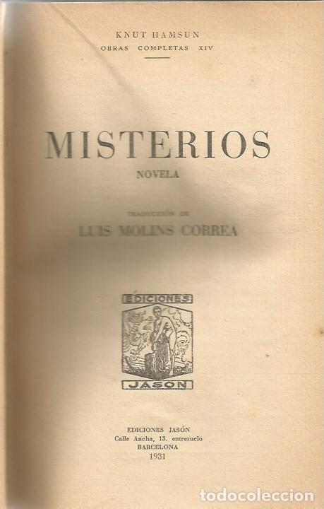 Libros antiguos: MISTERIOS - KNUT HAMSUN - 1931 - Foto 1