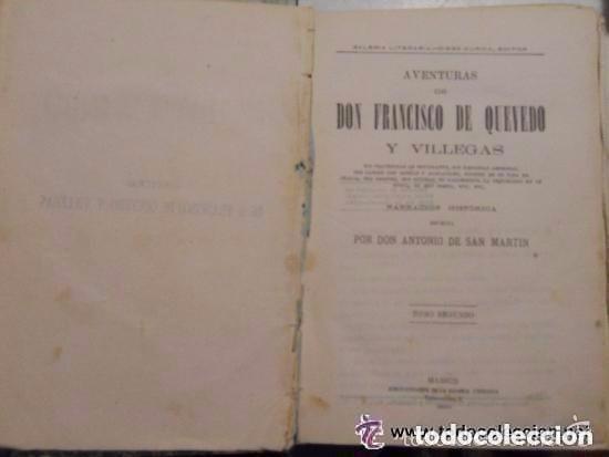 Libros antiguos: AVENTURAS DE FRANCISCO QUEVEDO Y VILLEGAS - Foto 1