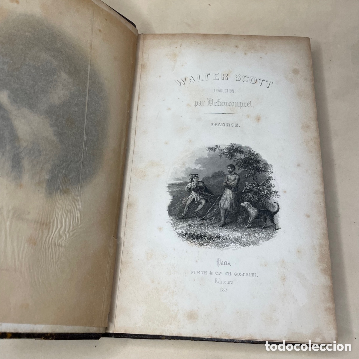 Libros antiguos: Ivanhoe - obras de Walter Scott - Defauconpret - 1848. Con ex libris - Foto 3