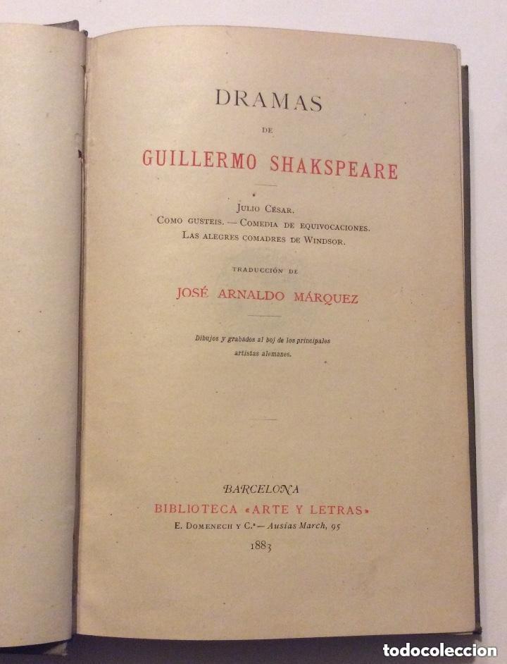 Libros antiguos: .- DRAMAS DE GUILLERMO SHAKESPEARE Barcelona 1883 - Foto 4