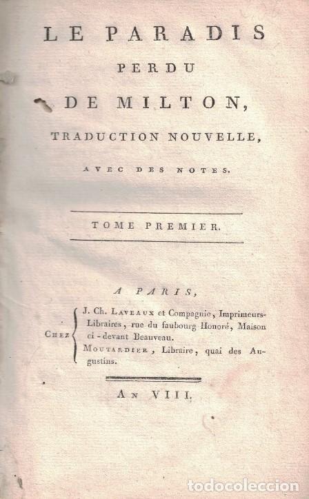 Libros antiguos: LE PARADIS PERD&Uacute;. 2 vols. Milton. - Foto 1
