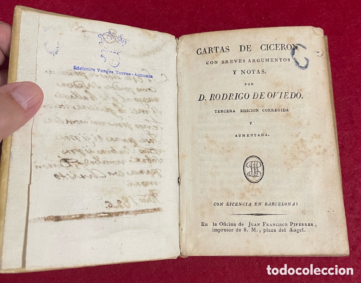 Libros antiguos: Cartas de Cicer&oacute;n con breves argumentos y Notas. - Foto 5