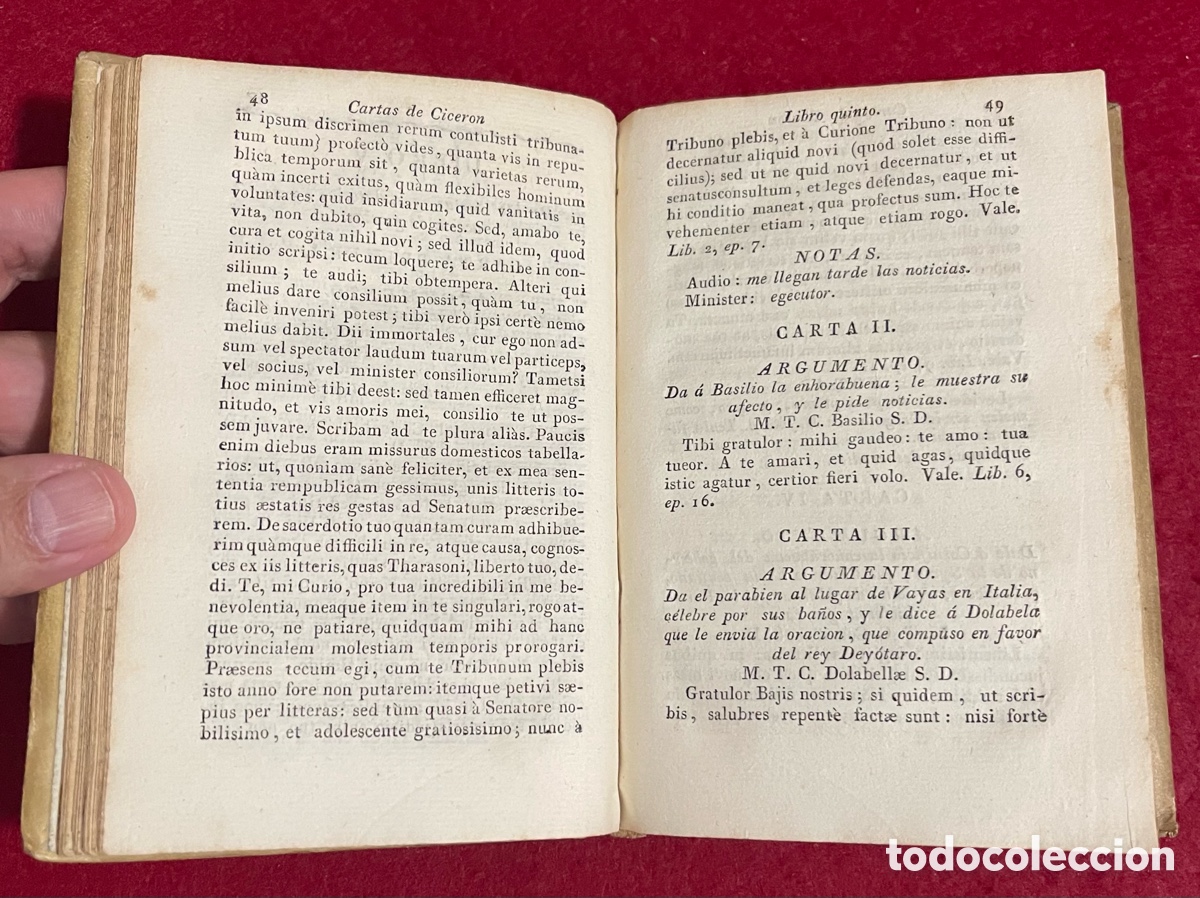 Libros antiguos: Cartas de Cicer&oacute;n con breves argumentos y Notas. - Foto 6