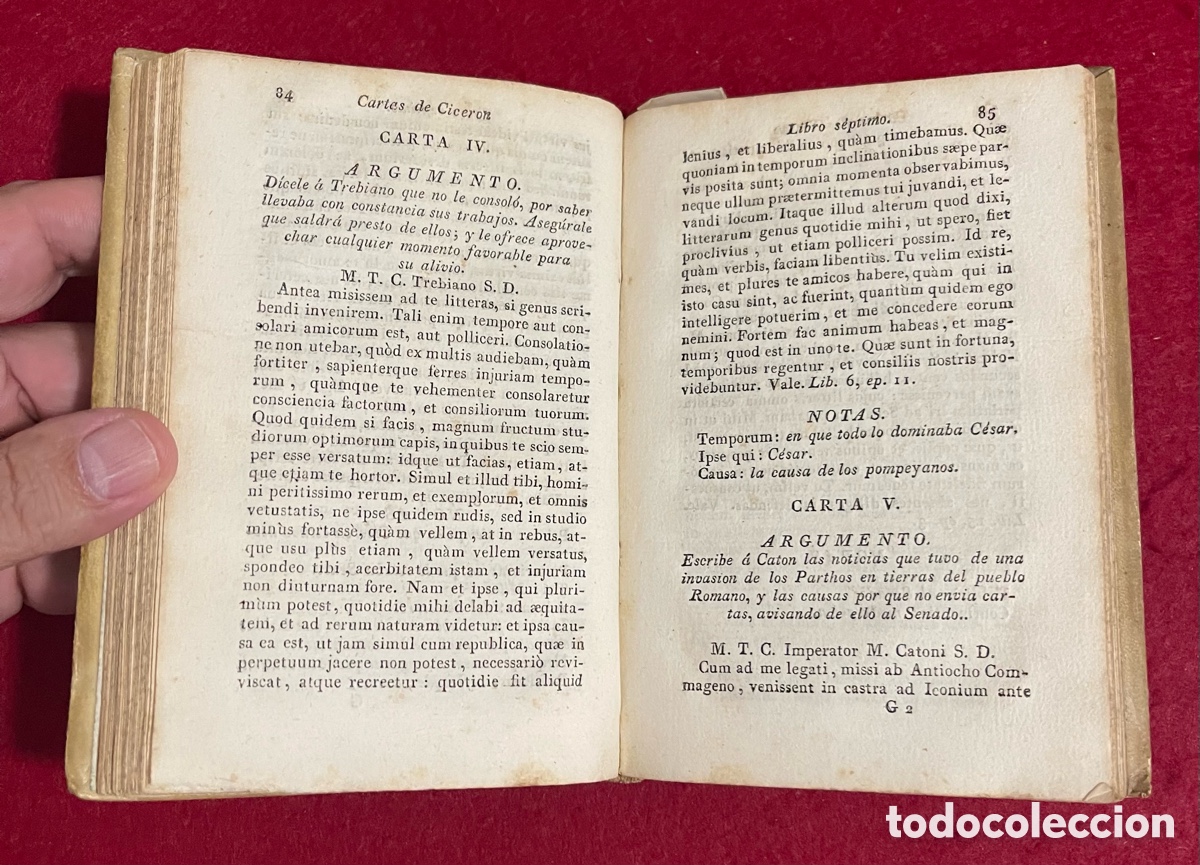 Libros antiguos: Cartas de Cicer&oacute;n con breves argumentos y Notas. - Foto 7