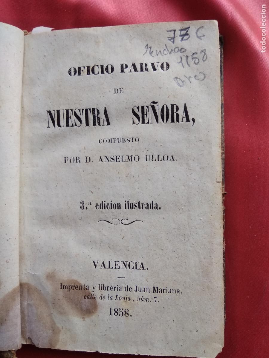 Libros antiguos: Oficio de Parvo de Nuestra Se&ntilde;ora D. Anselmo Ulloa 1858 - Foto 2