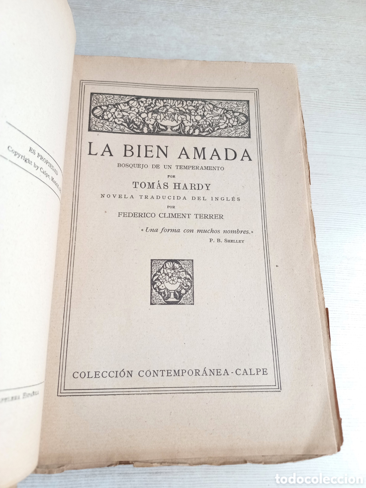 Libros antiguos: La bien amada. Thomas Hardy. Espasa Calpe, 1921. Mapa. - Foto 5