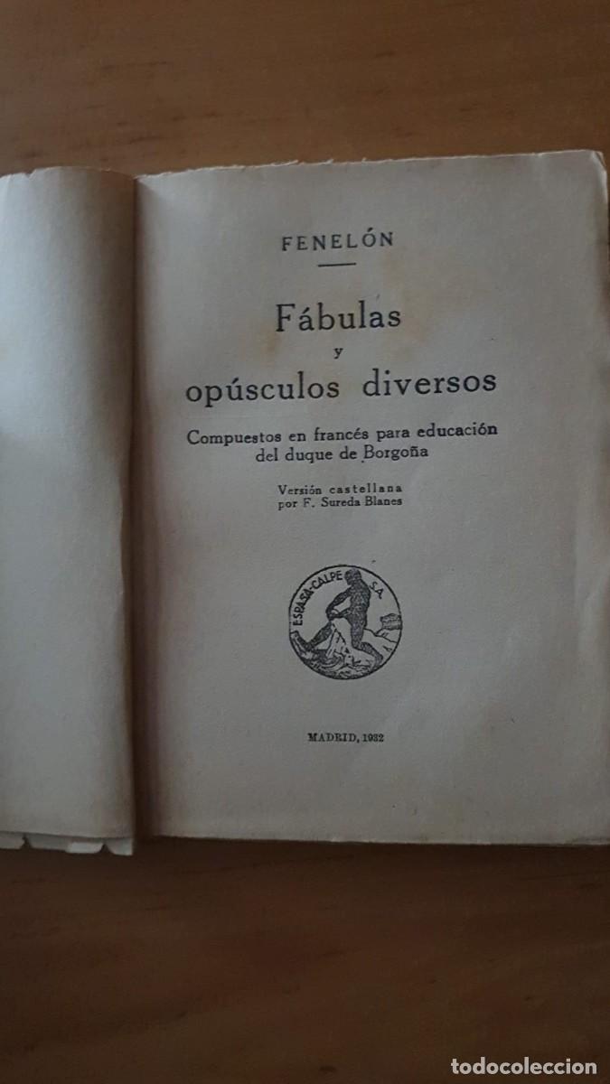 Libros antiguos: F&aacute;bulas y op&uacute;sculos diversos de Fenel&oacute;n - Foto 2