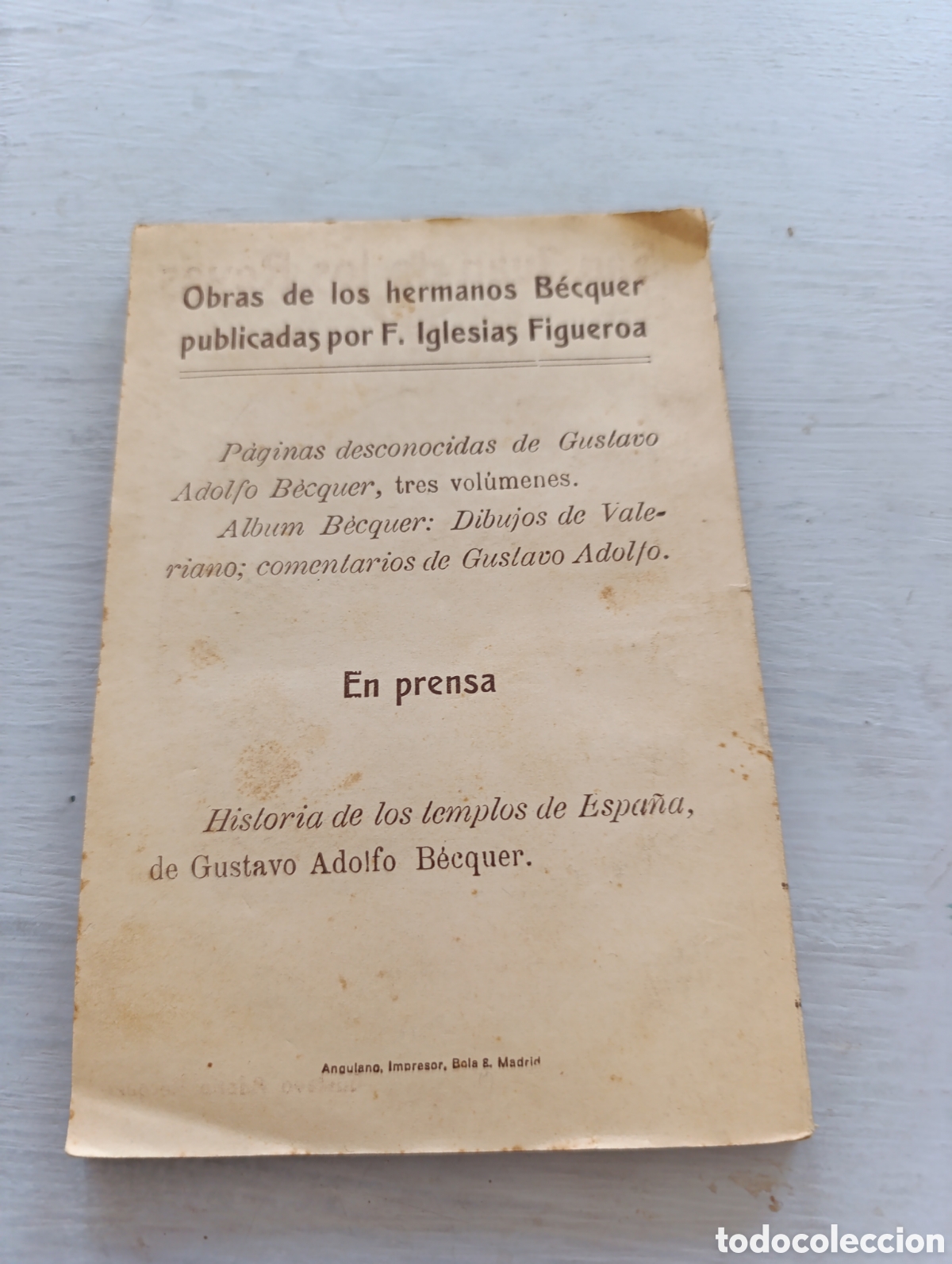 Libros antiguos: Gustavo Adolfo B&eacute;cquer. San Juan de los Reyes. Madrid - Foto 5