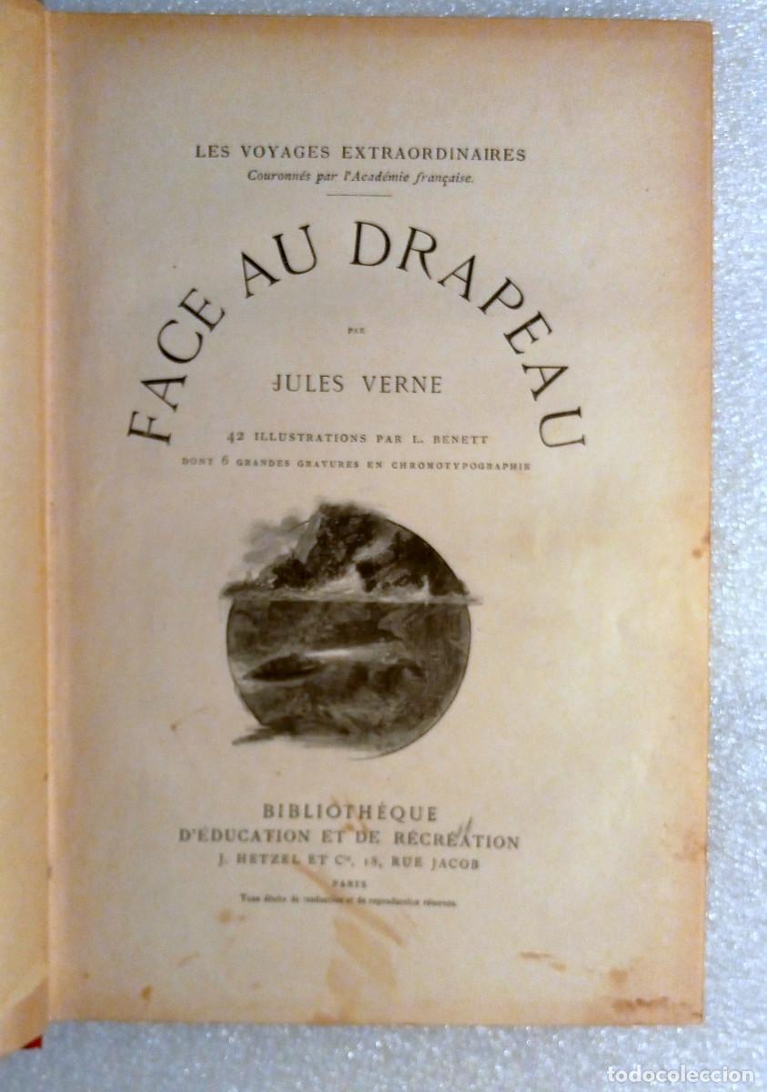 Libros antiguos: Jules Verne, Face au drapeau, J. Hetzel, 1896 - Foto 2
