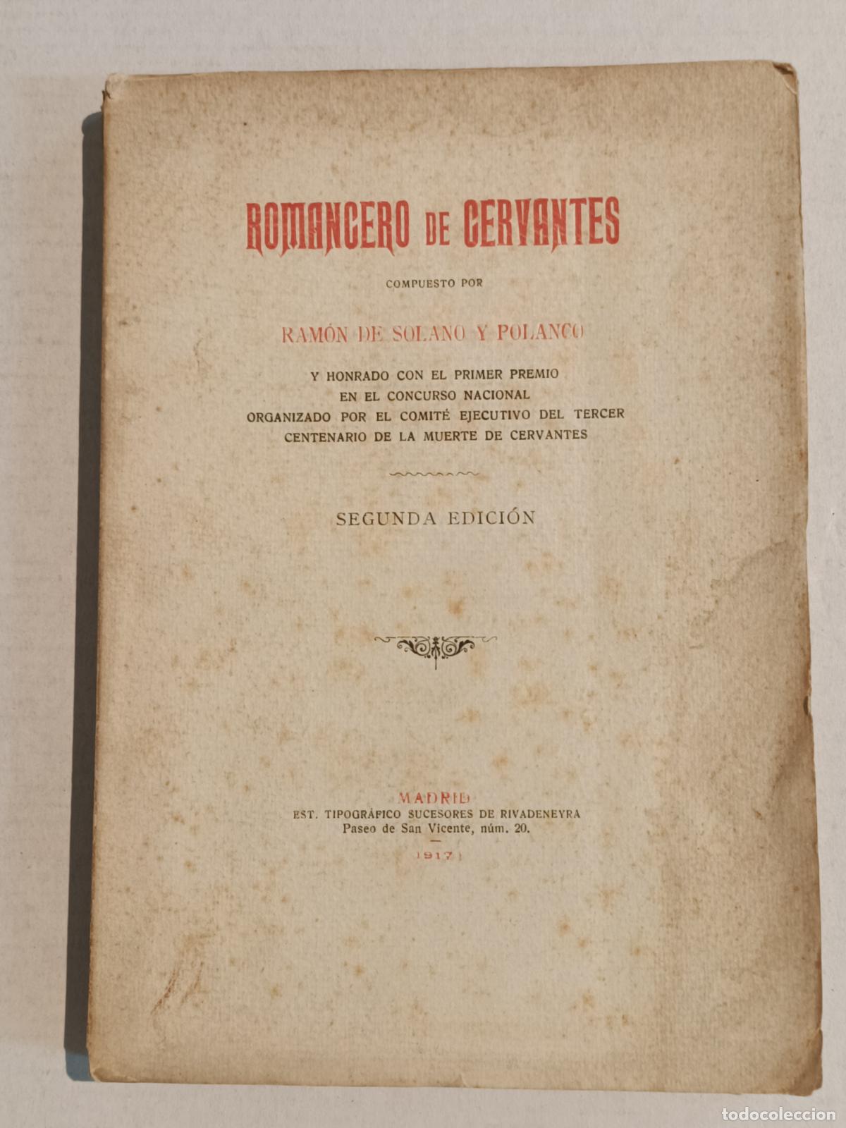 Libros antiguos: ROMANCERO DE CERVANTES MADRID 1917 - Foto 1