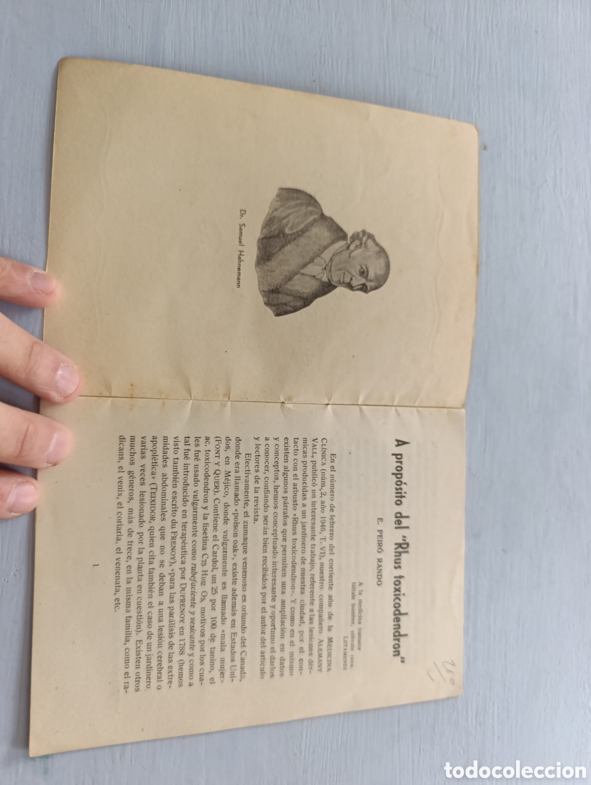 Libros antiguos: A PROP&Oacute;SITO DEL &rdquo;RHUS TOXICODENDRON&rdquo; E. PEIR&Oacute; RANDO - Foto 2