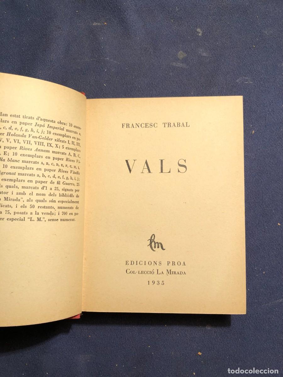 Libros antiguos: FRANCESC TRABAL: - VALS - (EDICIONS PROA, LA MIRADA 1935) - Foto 2