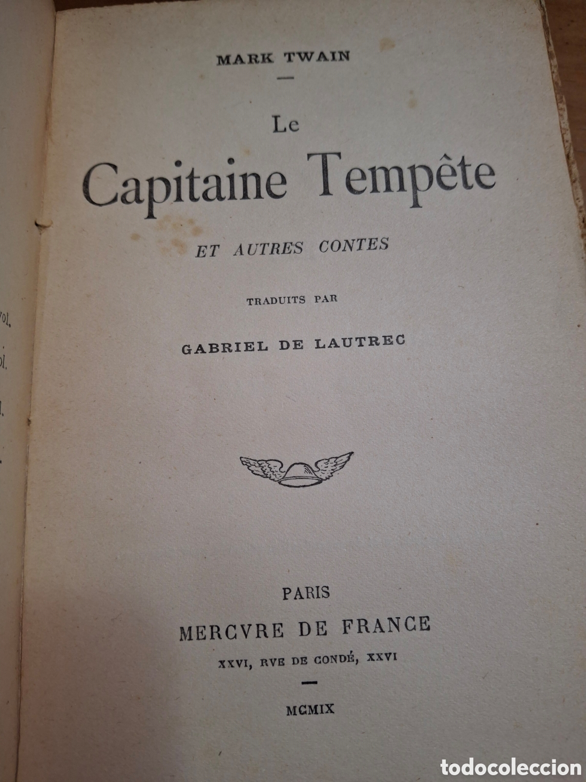 Libros antiguos: Le Capitaine Temp&ecirc;te de Mark Twain - 1909 - Foto 3