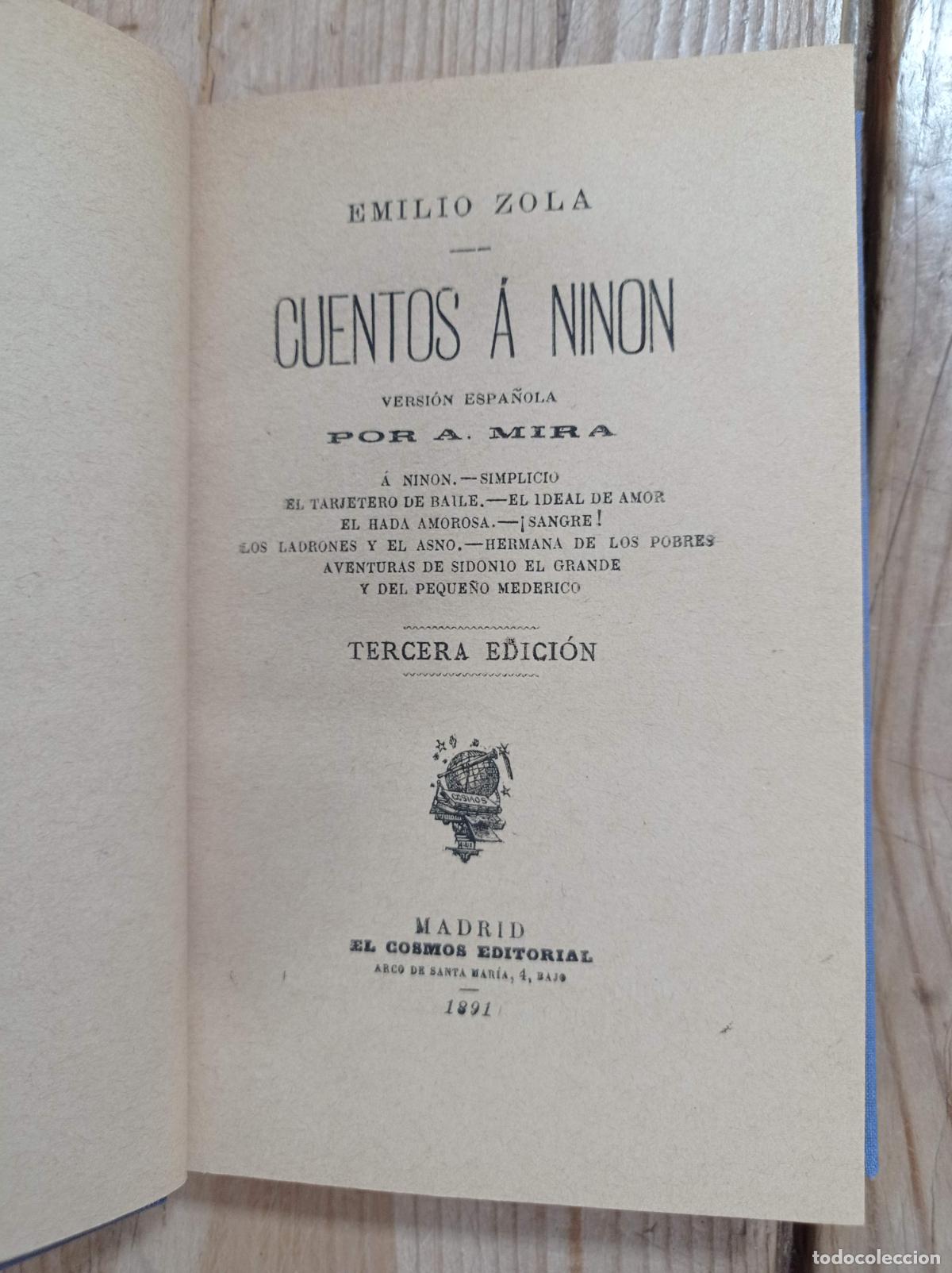 Libros antiguos: 1891 - EMILIO ZOLA. Cuentos a Ninon - Foto 3