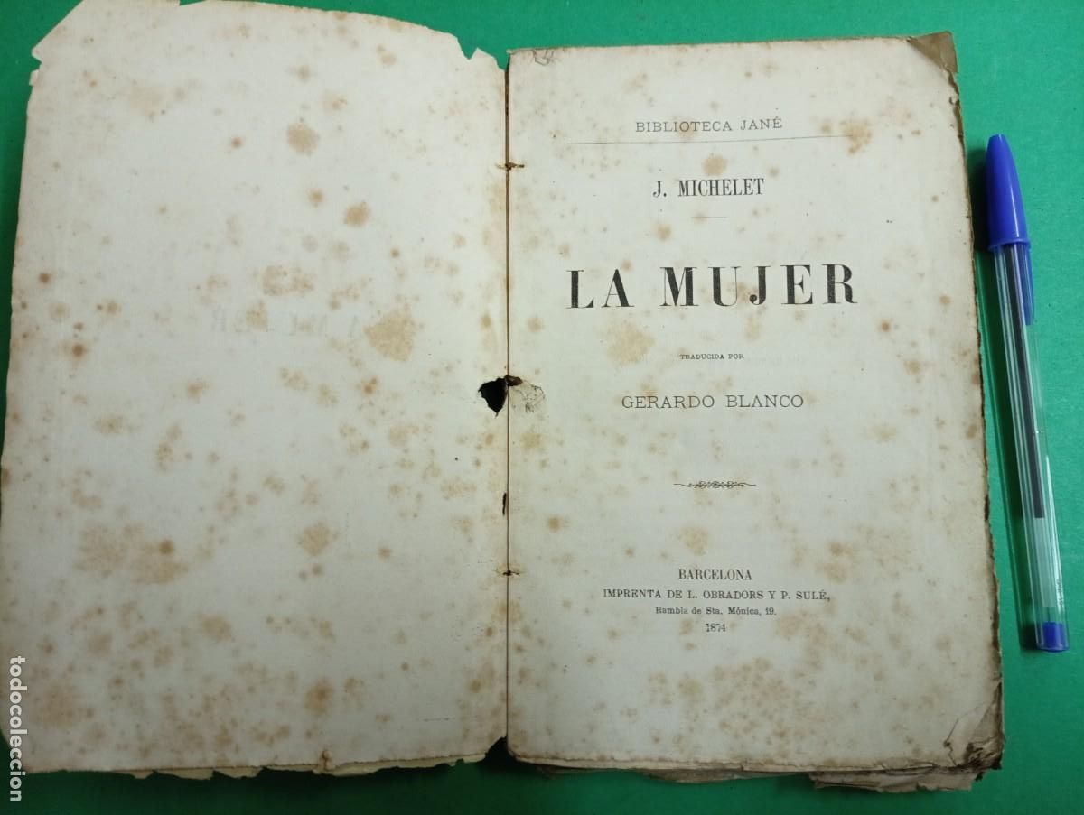 Libros antiguos: Antiguo libro La Mujer. Barcelona 1874. - Foto 2