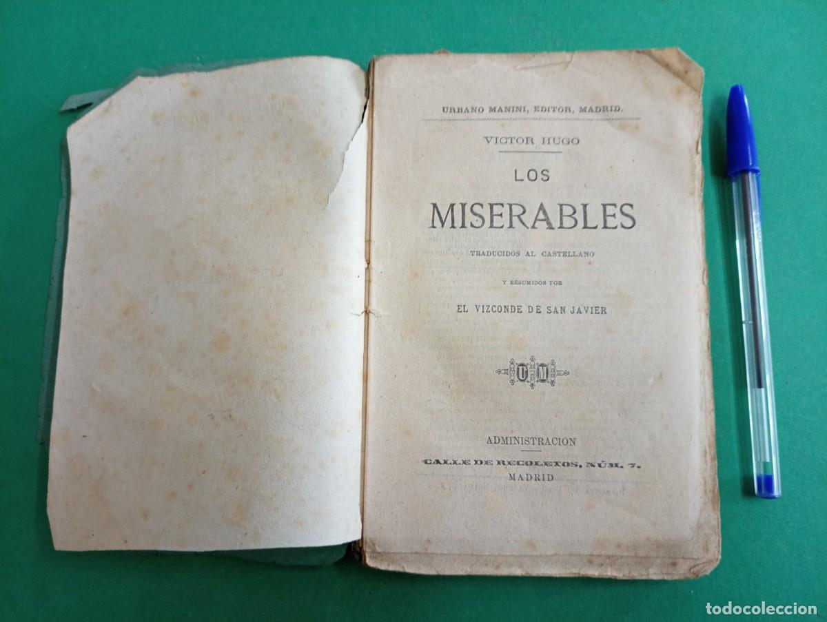 Libros antiguos: Antiguo libro Los Miserables. Victor Hugo. Madrid - Manini. - Foto 2