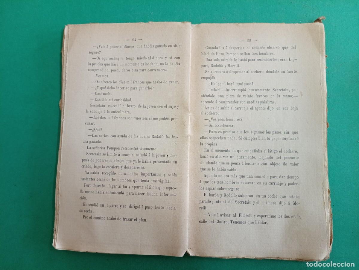 Libros antiguos: Antiguo libro Los Aventureros de Par&iacute;s. Barcelona 1899. - Foto 4