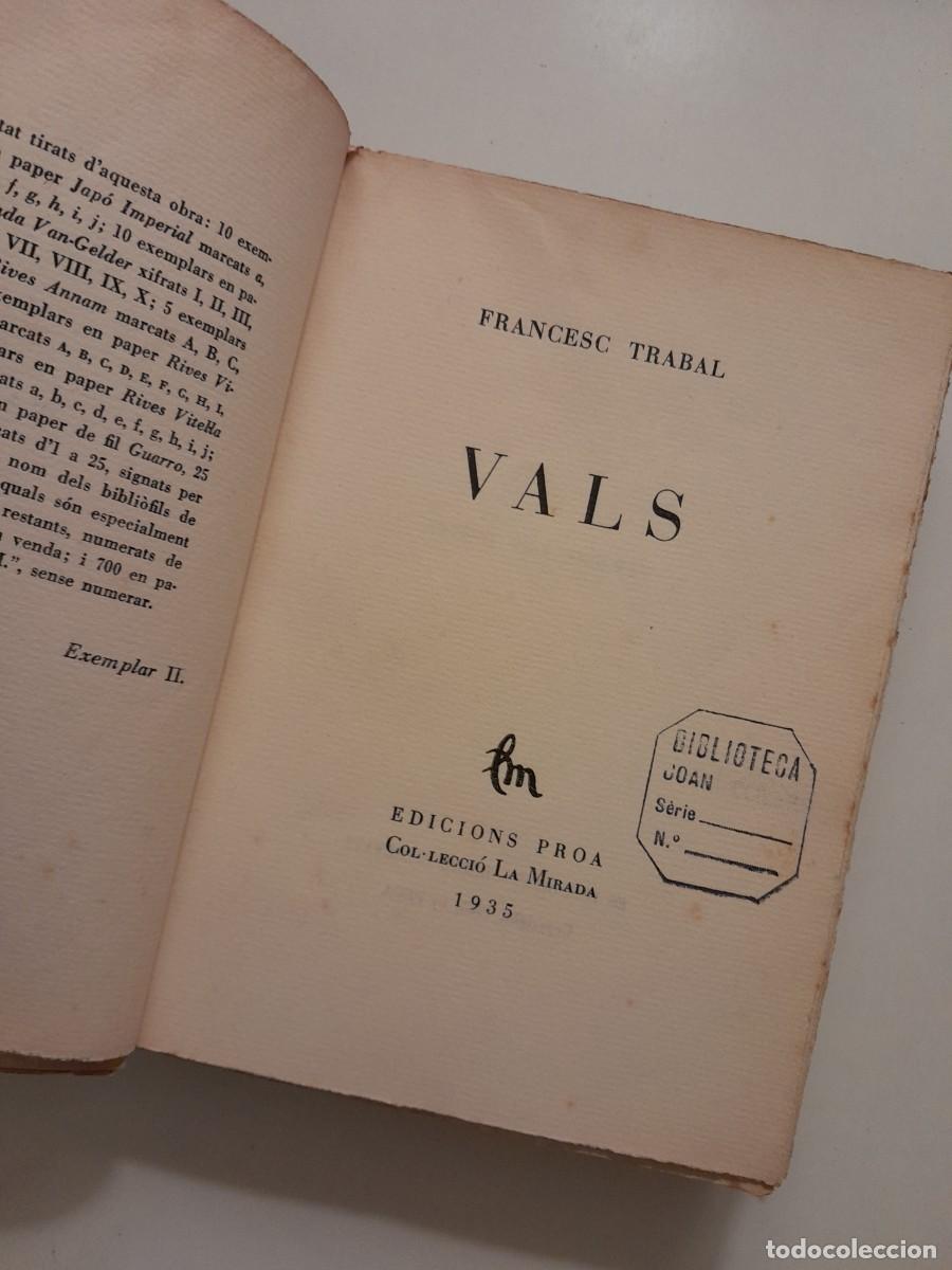 Libros antiguos: VALS - FRANCESC TRABAL (PROA, 1935) - Foto 2