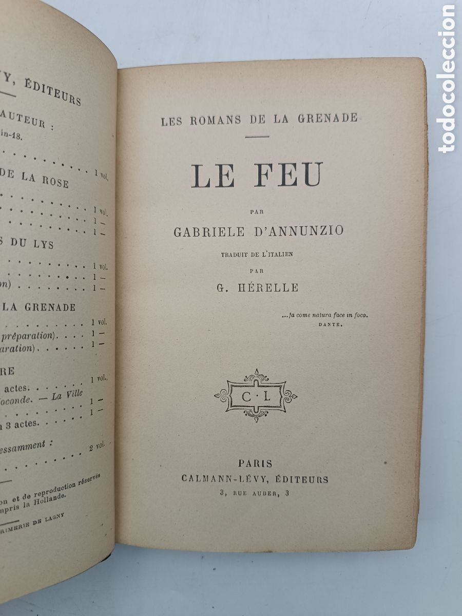 Libros antiguos: Le feu par Gabriele dAnnunzio 1900 - Foto 3