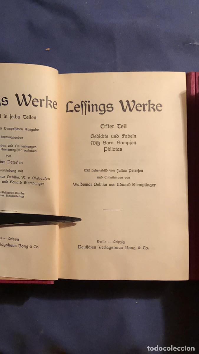 Libros antiguos: LESSING: - WERKE (6 TOMOS EN 5 VOL&Uacute;MENES) - (C.1910) - Foto 3