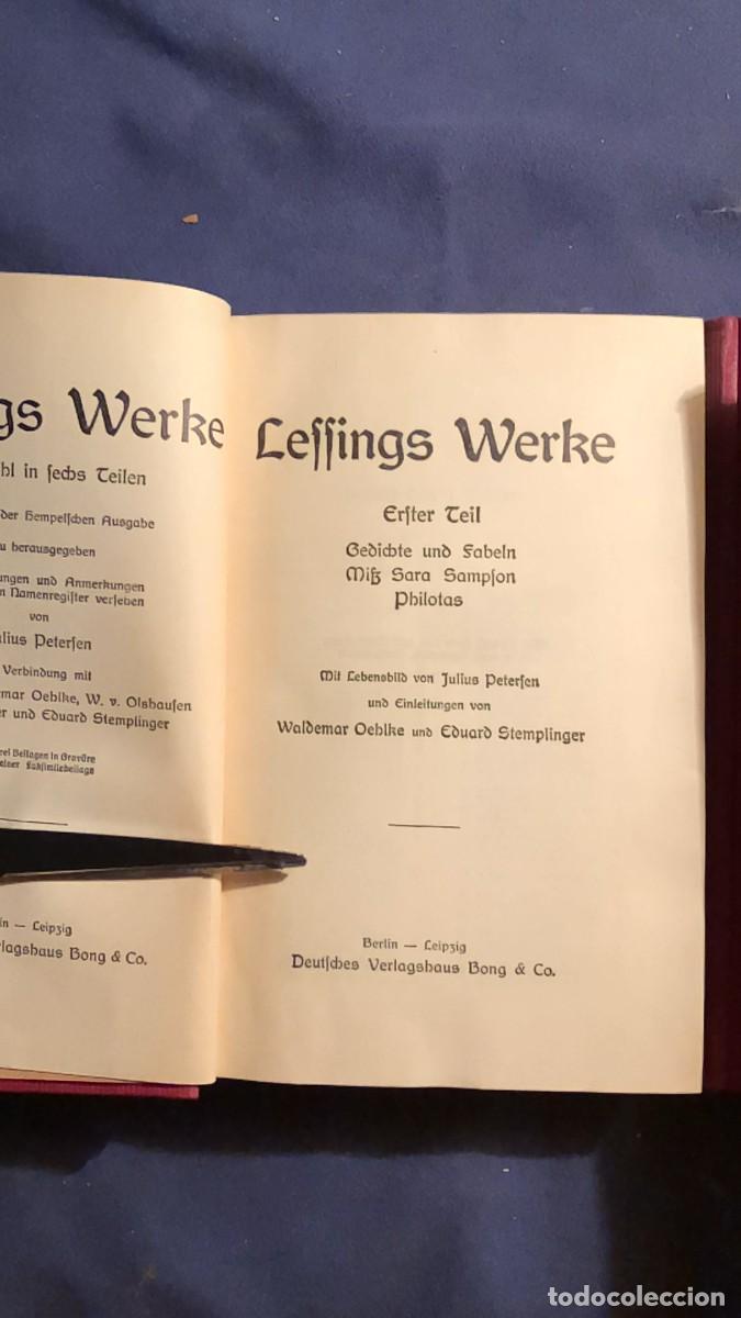 Libros antiguos: LESSING: - WERKE (6 TOMOS EN 5 VOL&Uacute;MENES) - (C.1910) - Foto 4