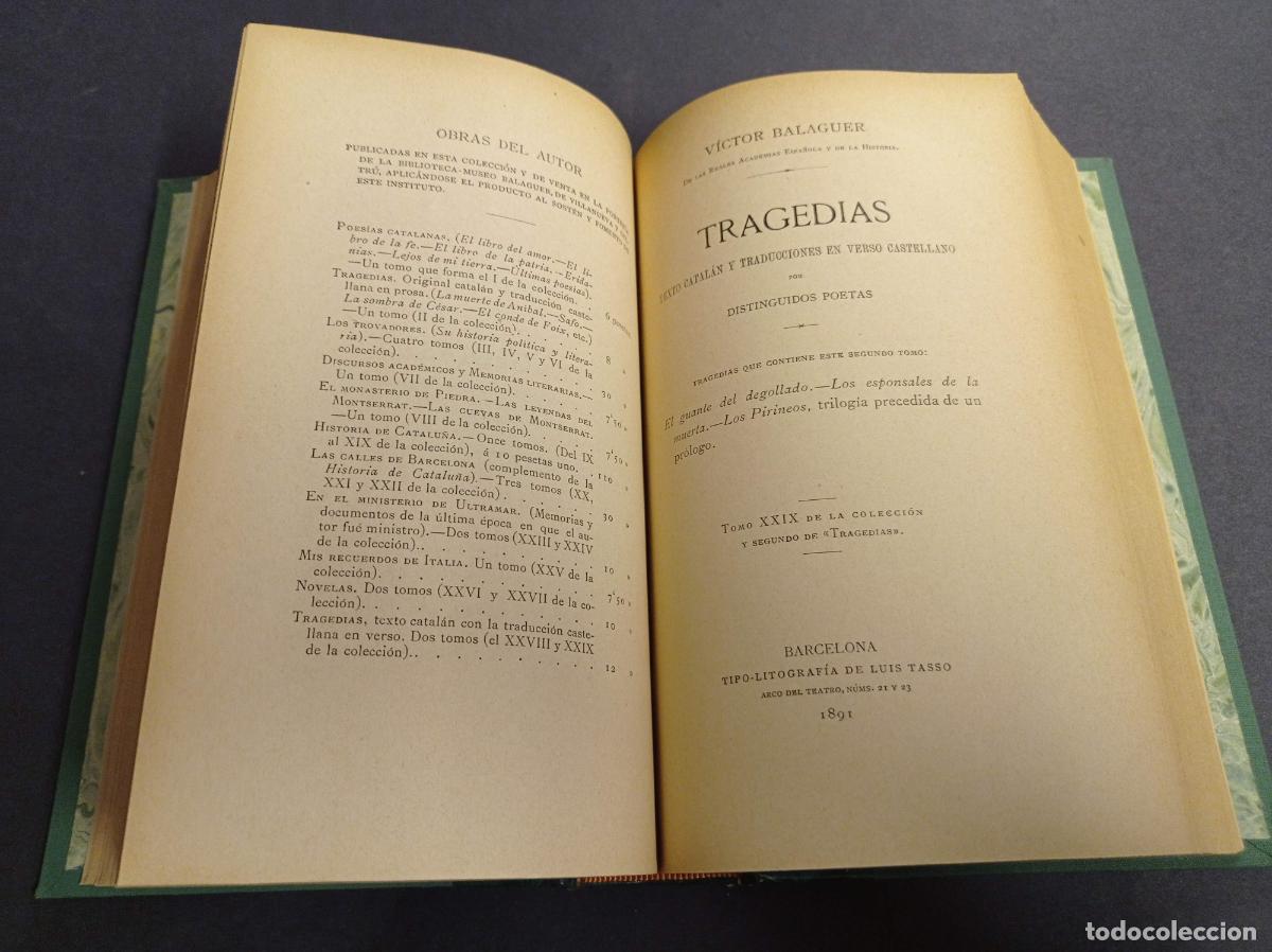 Libros antiguos: 1891 - V&Iacute;CTOR BALAGUER. Tragedias. 2 tomos - DEDICATORIA DEL AUTOR - Foto 5