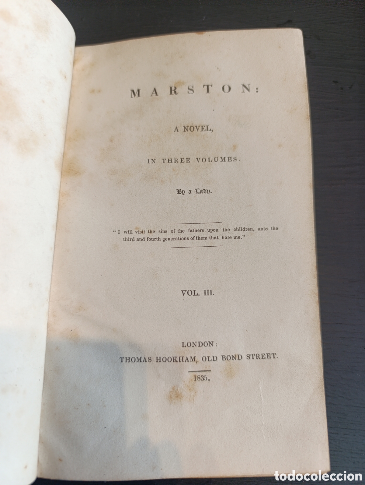 Libros antiguos: MARSTON: A NOVEL. Vol III By a Lady - Foto 1