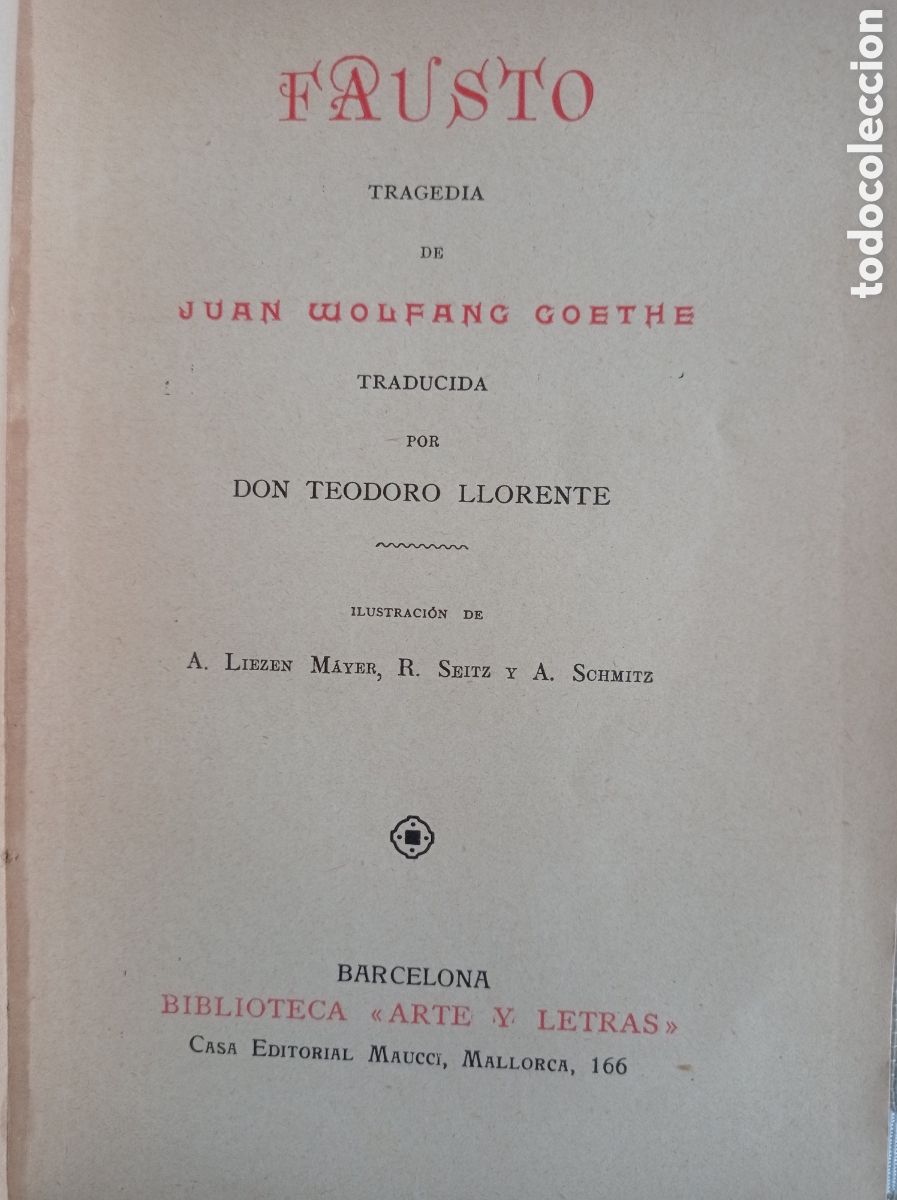 Libros antiguos: FAUSTO, DE GOETHE. EDITORIAL MAUCCI. h. 1920 - Foto 2