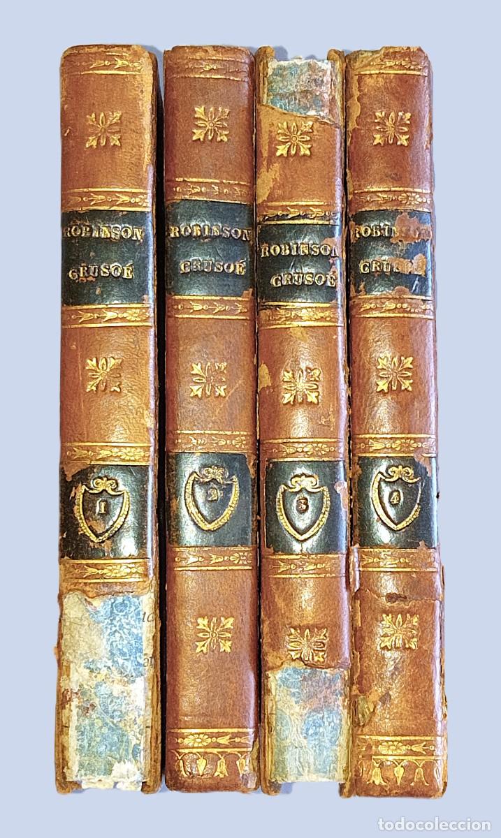 Libros antiguos: AVENTURES DE ROBINSON CRUSO&Eacute;. 4 TOMES - Foto 1