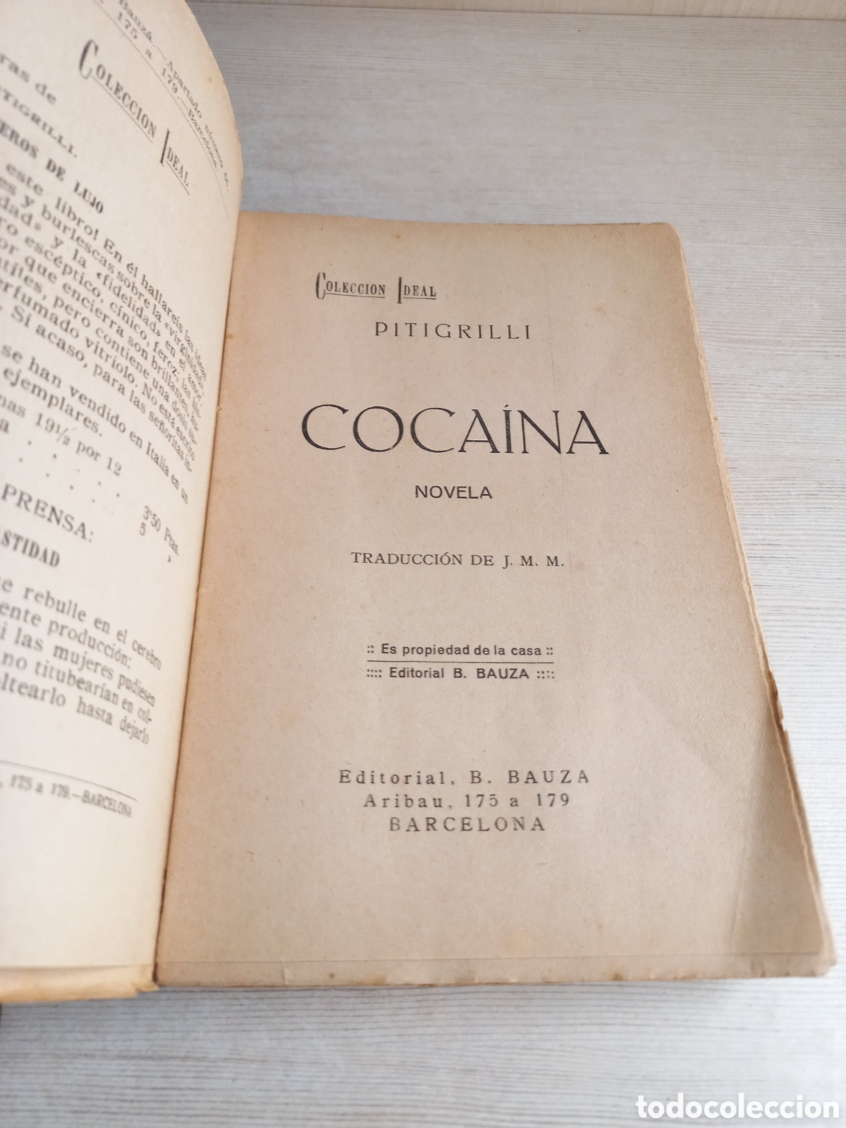 Libros antiguos: Cocaina. Pitigrilli. Editorial Bauz&aacute;. - Foto 6
