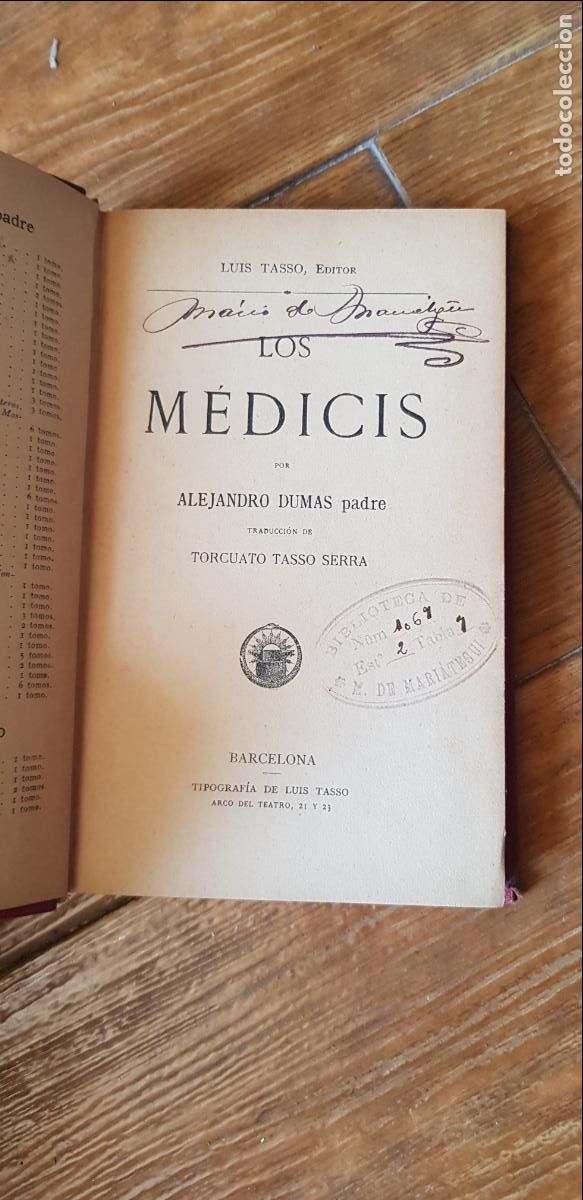 Libros antiguos: ALEJANDRO DUMAS LOS MEDICIS EDITORIAL LUIS TASSO - Foto 3
