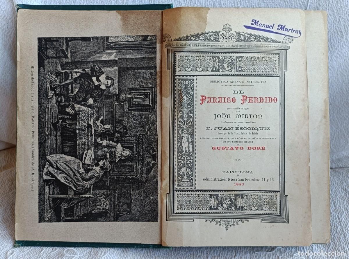 Libros antiguos: John Milton. El para&iacute;so perdido 1883 - Foto 2