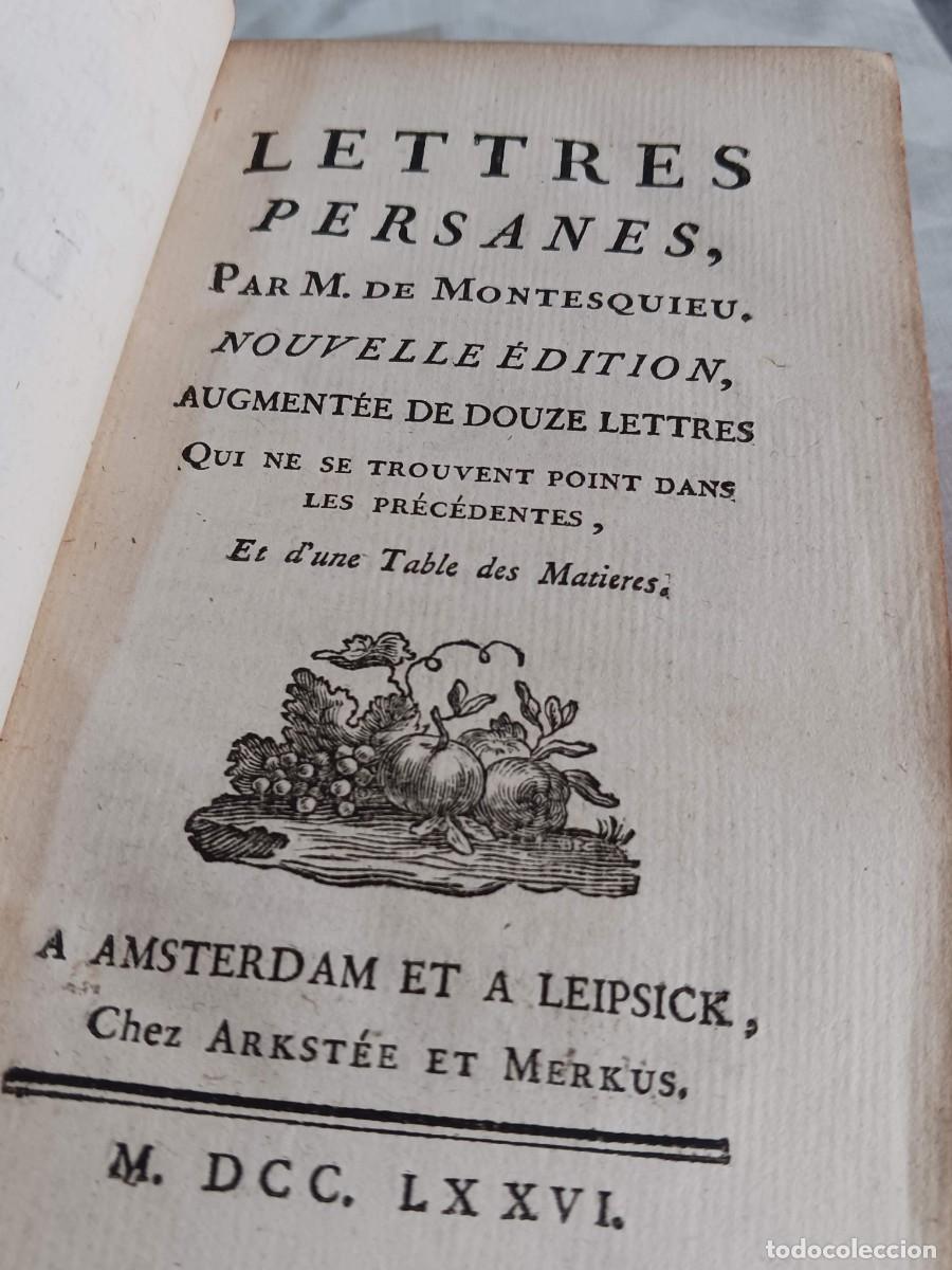 Libros antiguos: MONTESQUIEU: CARTAS PERSAS / LETTRES PERSANES (1772 - 1776)