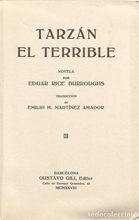 Libros antiguos: TARZ&Aacute;N EL TERRIBLE - EDGAR RICE BURROUGHS - 1928 - Foto 2