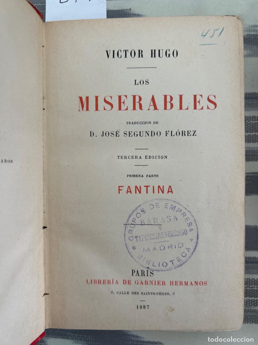 Libros antiguos: LOS MISERABLES, VICTOR HUGO, 1887 - Foto 1