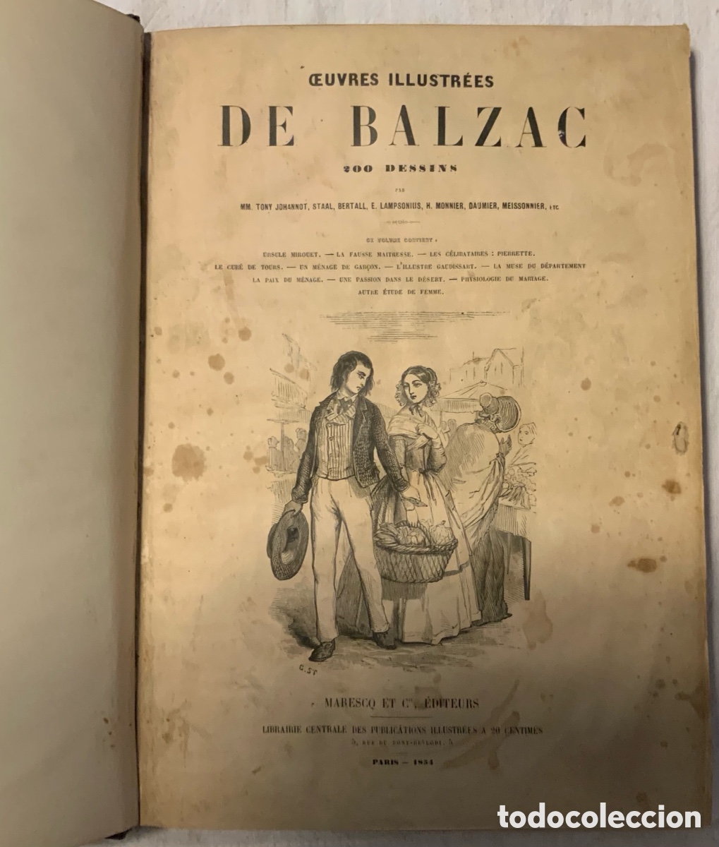 Libros antiguos: Ouvres Illustr&eacute;es de Balzac. 1854 - Foto 1