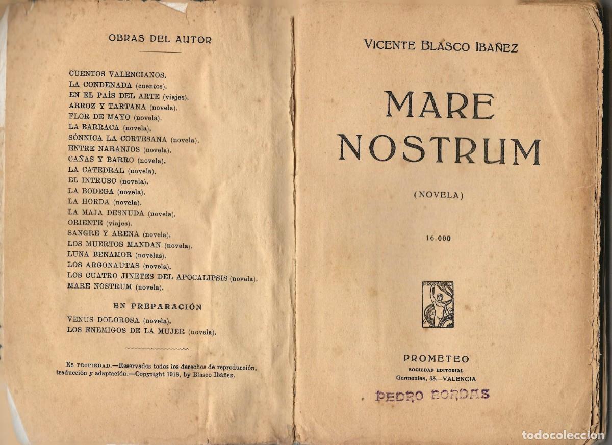 Libros antiguos: VICENTE BLASCO IBA&Ntilde;EZ -- MARE NOSTRUM - Foto 3