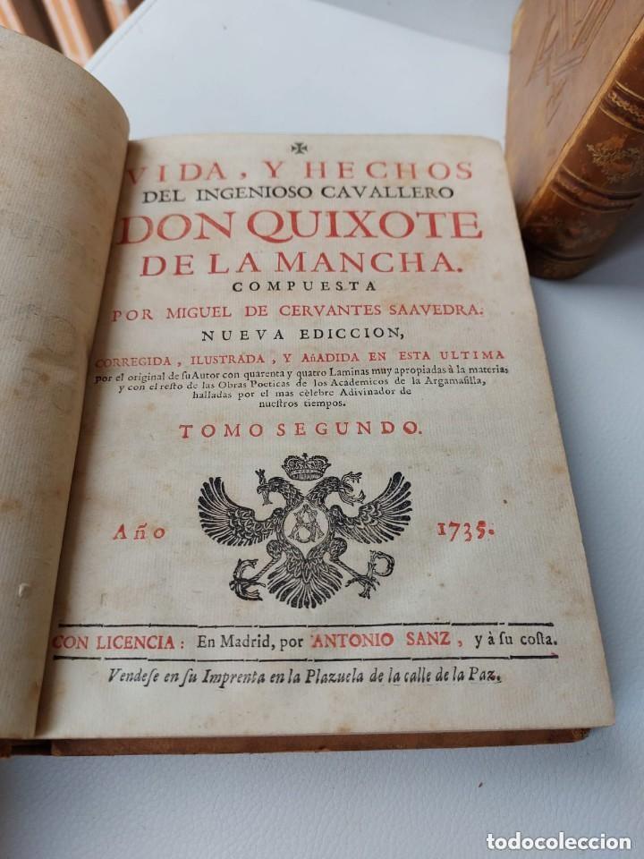 Libros antiguos: Quixote Cervantes 1735 XVIII - Foto 4