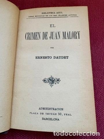 Libros antiguos: El crimen de Juan Malory, de Ernesto Daudet - Foto 1