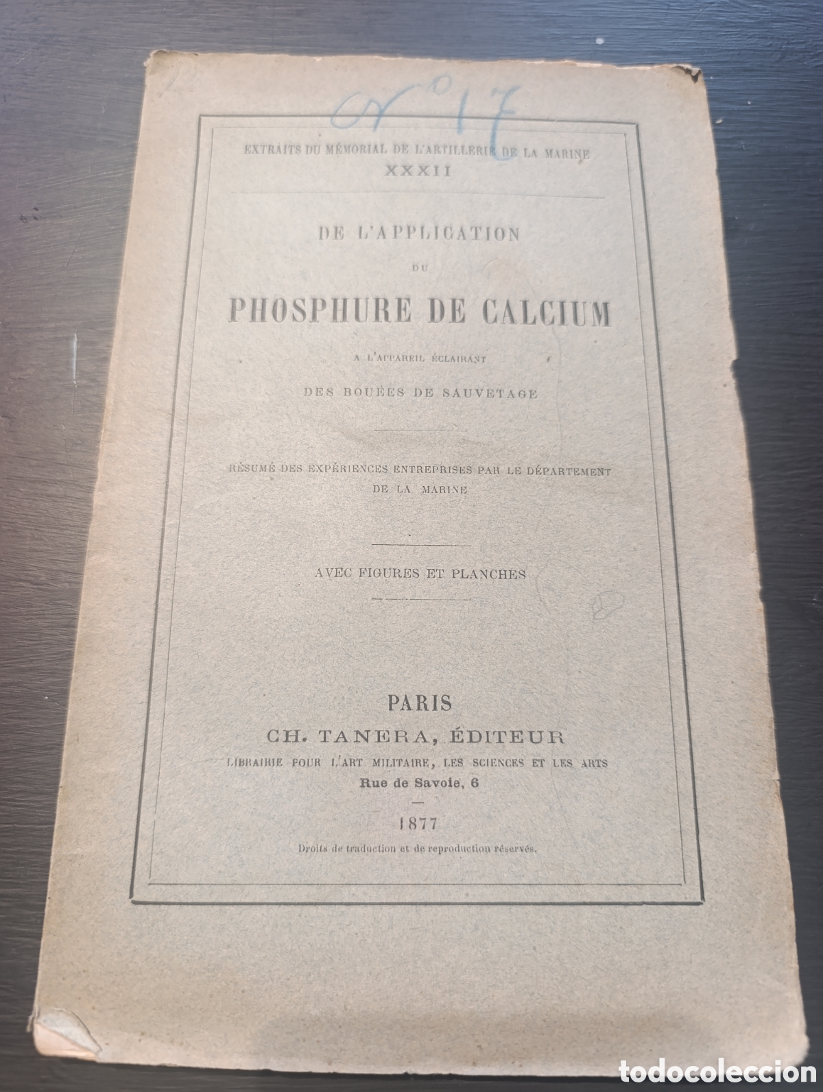 Libros antiguos: DE LAPPLICATION DU PHOSPHURE DE CALCIUM 1877 - Foto 1