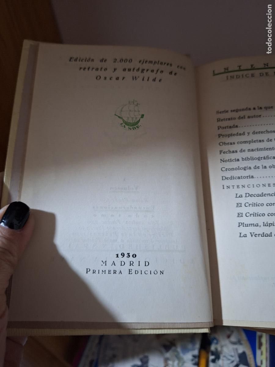 Libros antiguos: Intenciones - Oscar Wilde - Foto 5