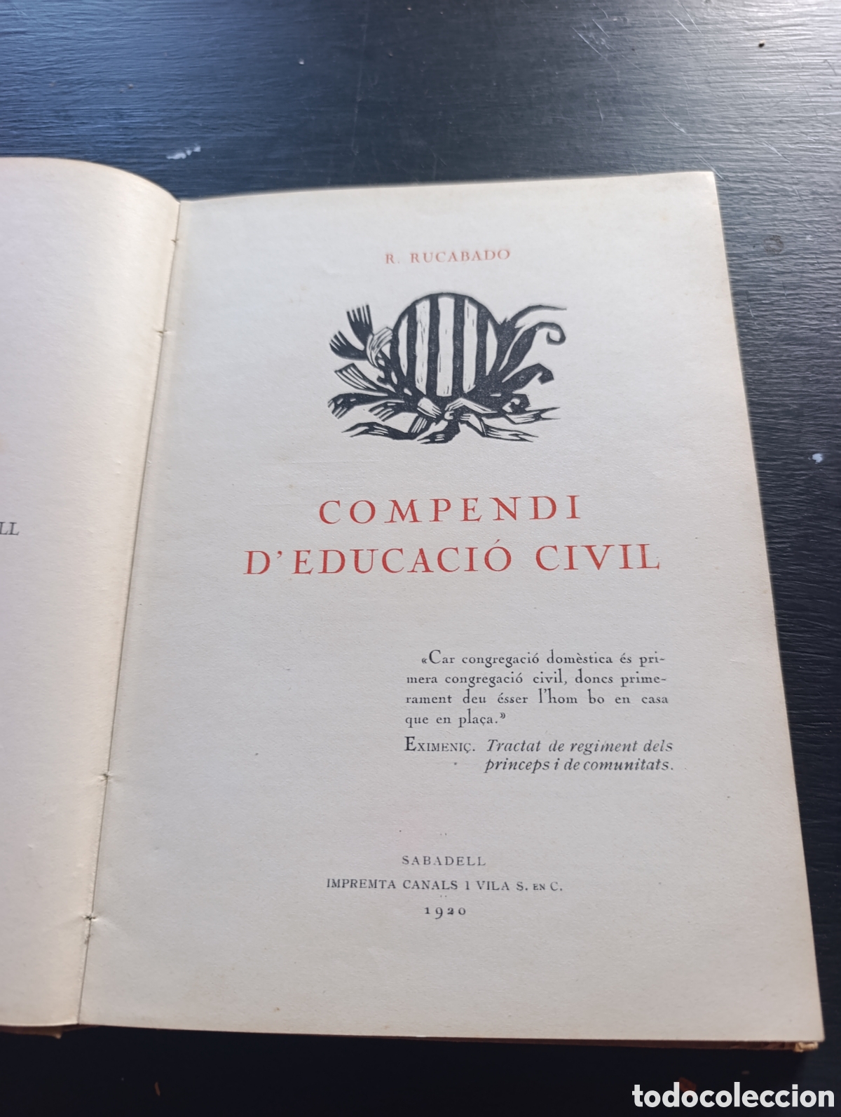 Libros antiguos: R. RUCABADO COMPENDI DEDUCACI&Oacute; CIVIL. Sabadell 1920 - Foto 2
