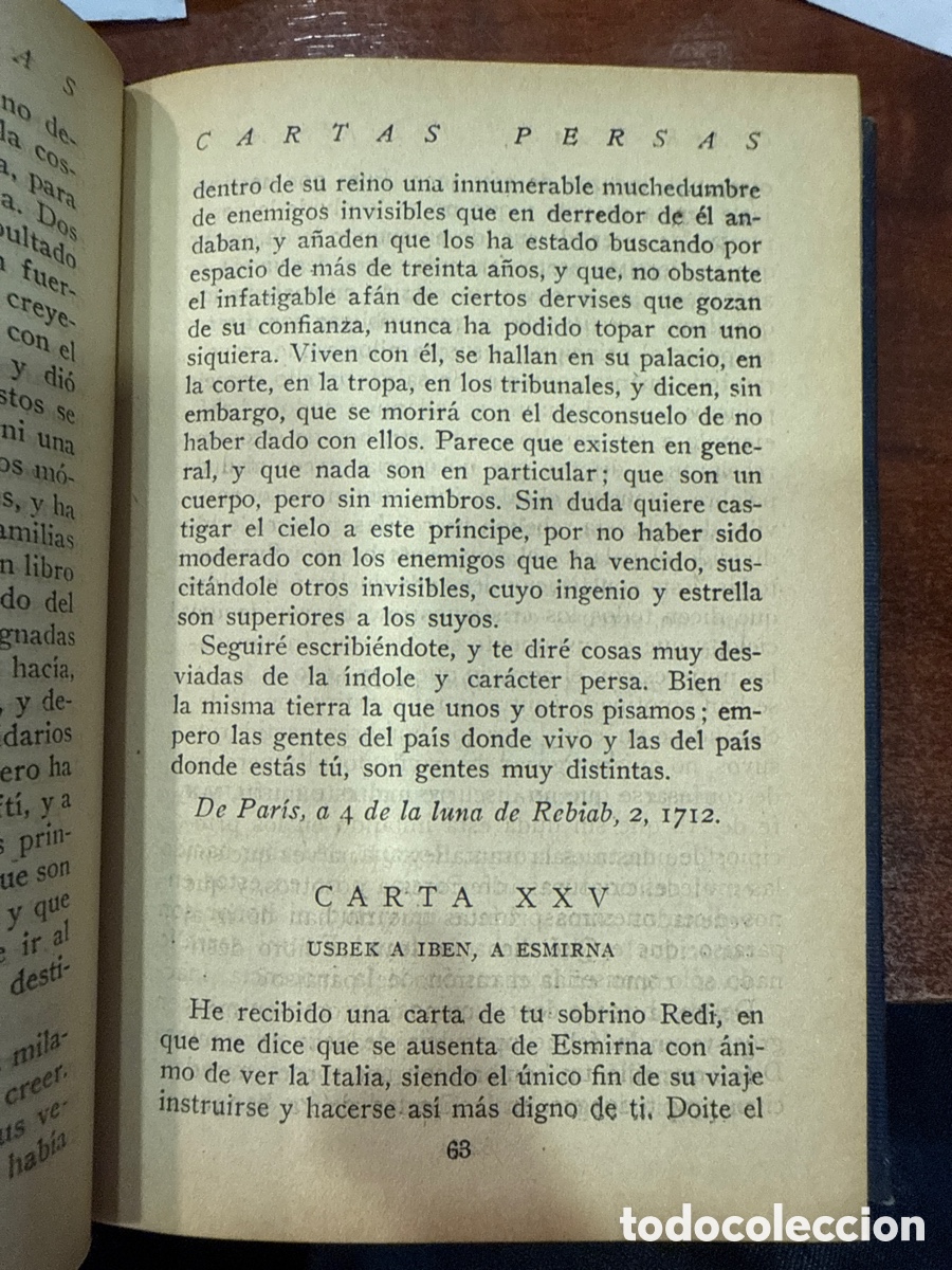 Libros antiguos: MONTESQUIEU. Cartas persas - Foto 3