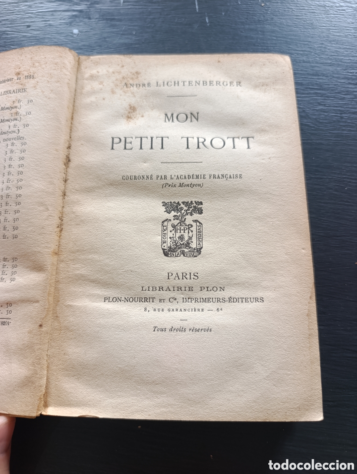 Libros antiguos: ANDR&Eacute; LICHTENBERGER MON PETIT TROTT. - Foto 1