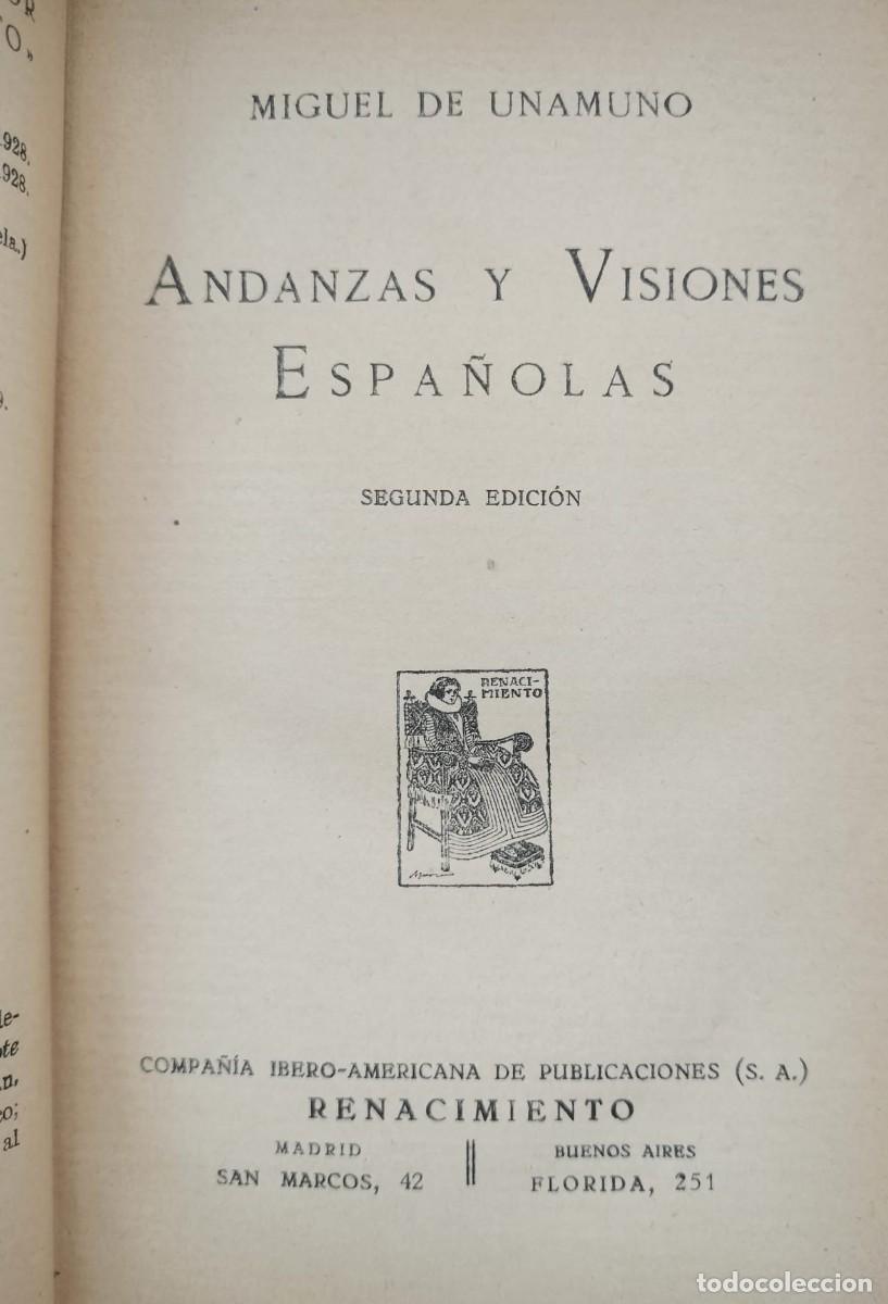 Libros antiguos: ANDANZAS Y VISIONES ESPA&Ntilde;OLAS. MIGUEL DE UNAMUNO - Foto 1