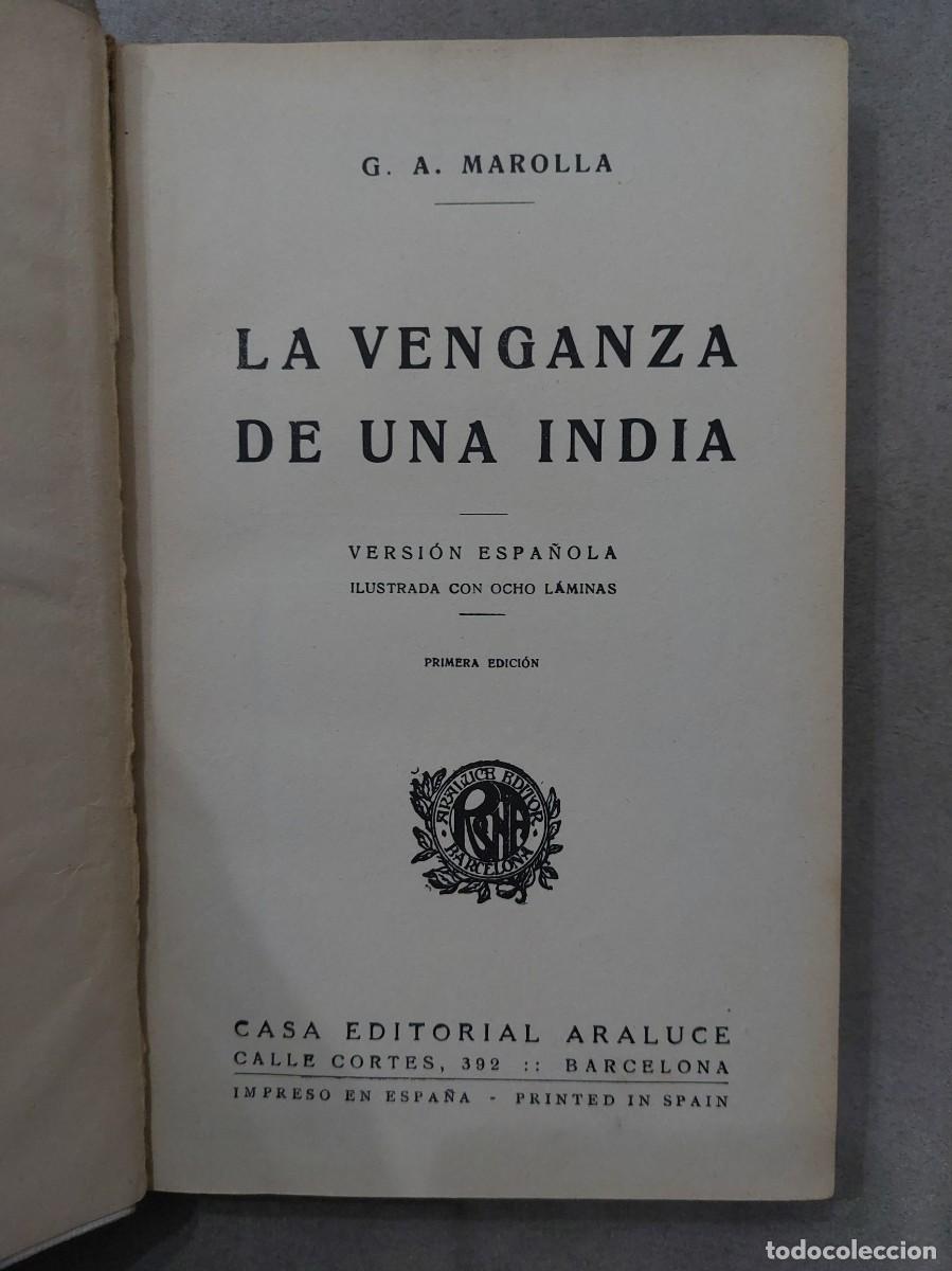 Libros antiguos: G. A. Marolla. La venganza de una india - Foto 2